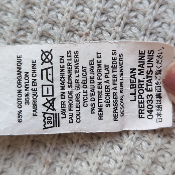 L.L. Bean Marled Open Front Open Weave Cardigan MEDIUM Beige Cream - Picture 4 of 16